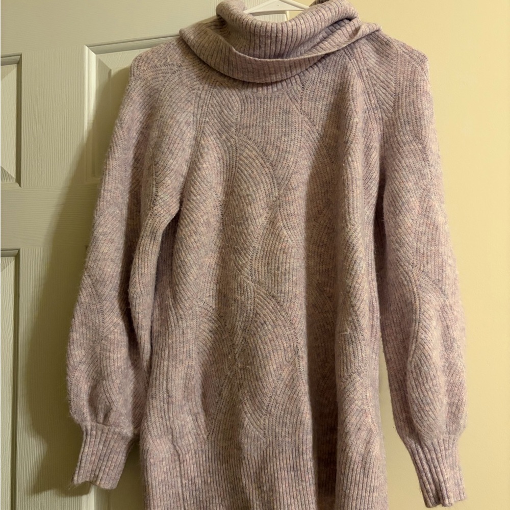 LOFT Dusty Purple Cable Turtleneck Sweater